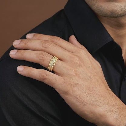 Golden Braided Border Ring For Him (Size 20)