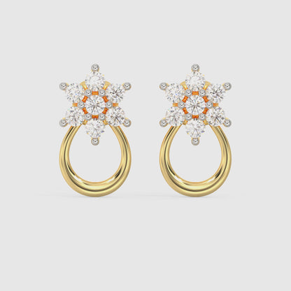 Gold Blooming Diamond Stud Earrings