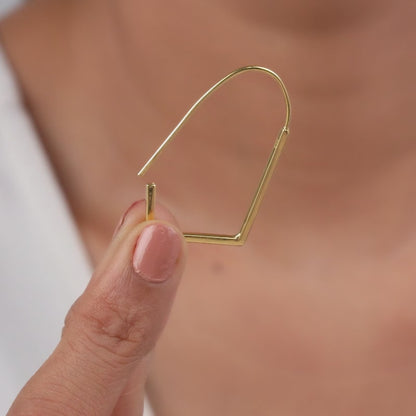 Golden Abstract Hoop Earrings