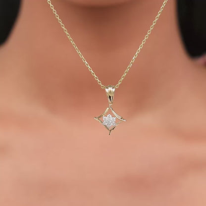 Gold Rhombus Floret Lab Grown Diamond Pendant