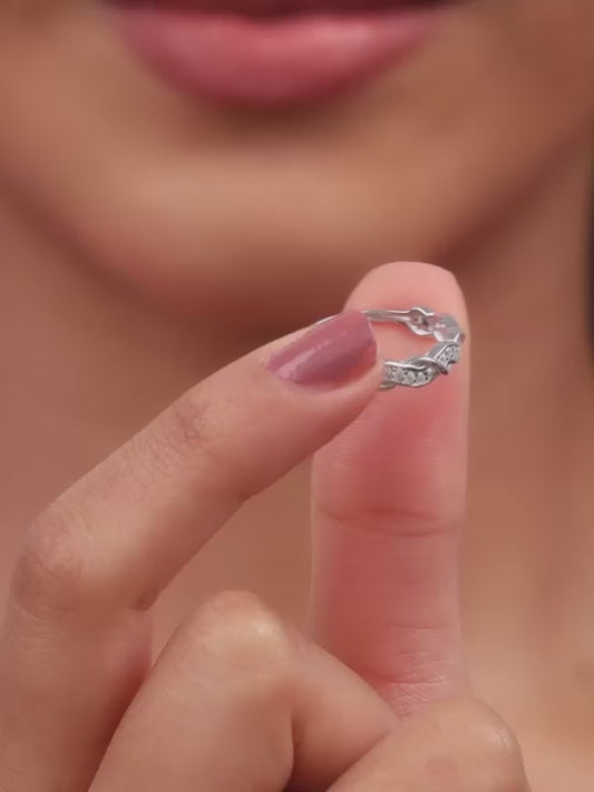 Silver Zircon Winding Wave Ring