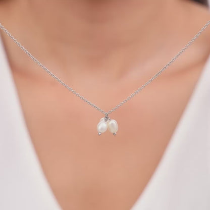 Silver Pearl Trio Necklace