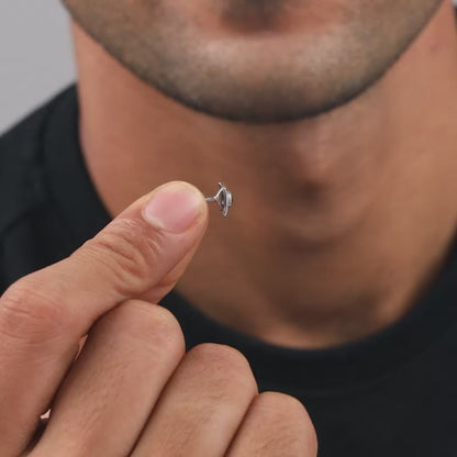 Silver Black Starburst Stud For Him