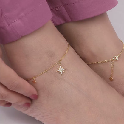 Golden North Star Anklet