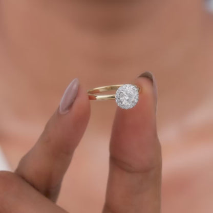 Gold Audrey Halo Salitaire Lab Grown Diamond Ring