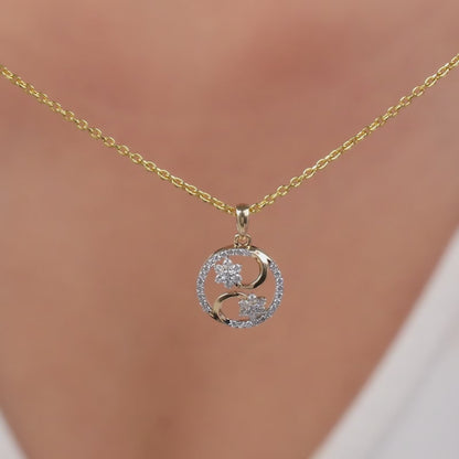 Gold Flowerfied Lab Grown Diamond Pendant