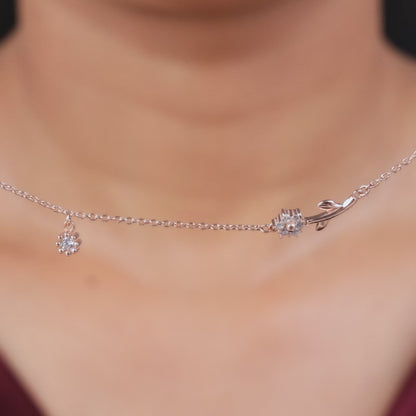 Rose Gold Plated Crystal Floral Bud Necklace