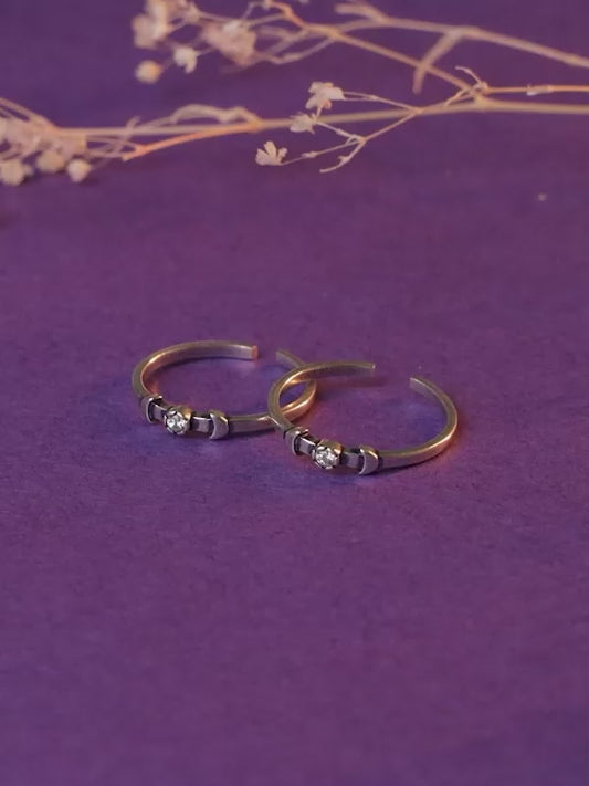 Oxidised Silver Tamanna Toe Rings
