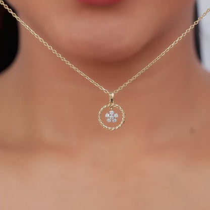 Gold Magical Fleur Lab Grown Diamond Pendant
