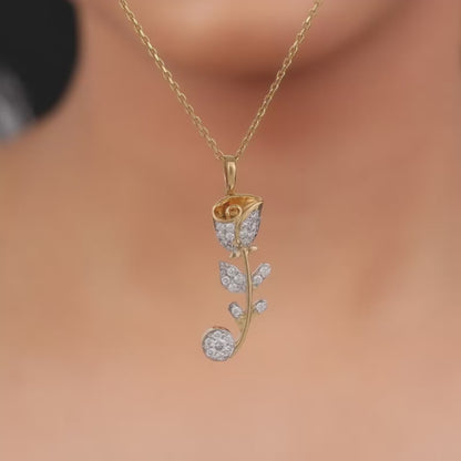 Gold Rose Reverie Lab Grown Diamond Pendant
