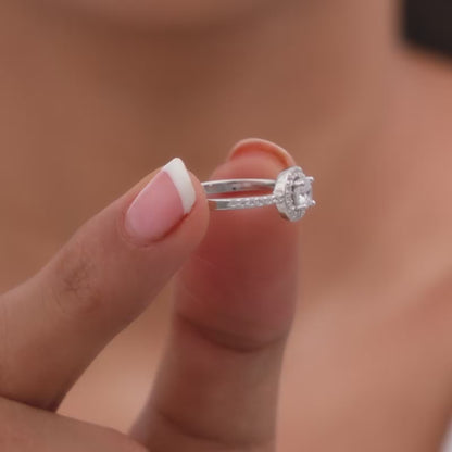 Silver Sparkly Solitaire Ring