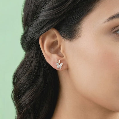Rose Gold Glint Butterfly Stud Earrings