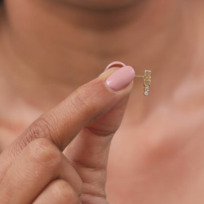 Gold Leaflight Charm Lab Grown Diamond Earrings