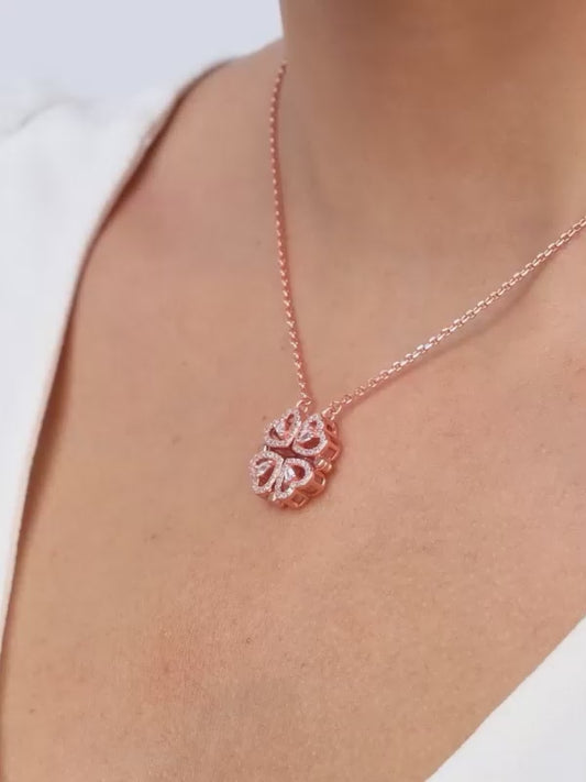Rose Gold Clover Heart Convertible Necklace
