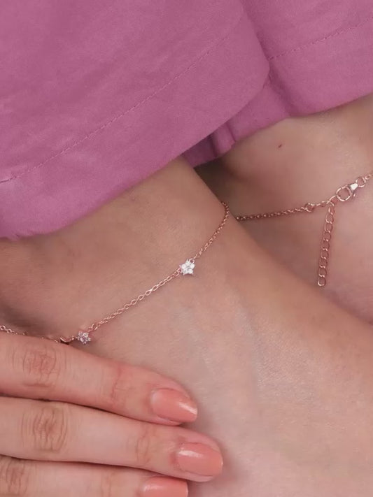 Rose Gold Tetrad Stars Anklet