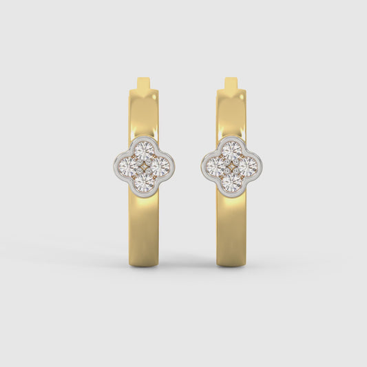 Gold Lovely Floral Diamond Earrings