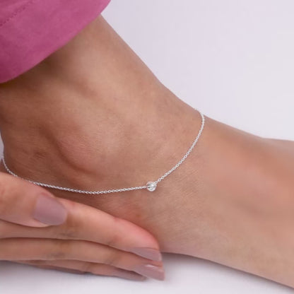 Silver Minimal Bead Anklet