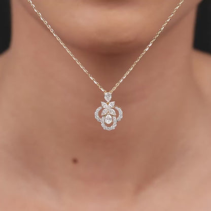 Gold Floral Cluster Lab Grown Diamond Necklace