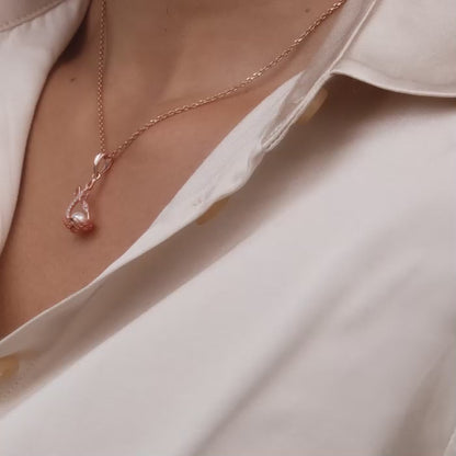 Rose Gold Shield Of Love Pendant With Link Chain