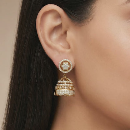 Golden Pali Jhumki Earrings