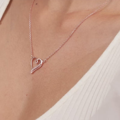 Rose Gold Curl Heart Necklace