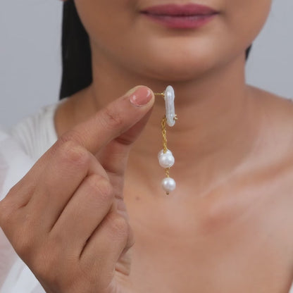 Golden Myrna Pearl Earrings