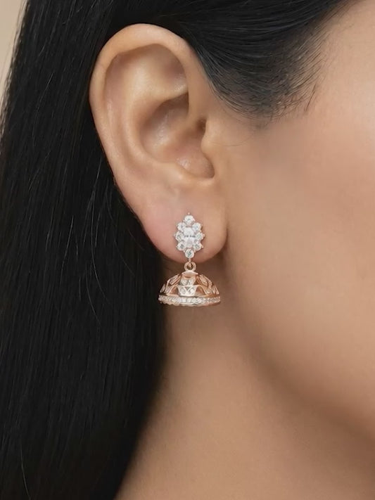 Rose Gold Dwarka Jhumki Earrings