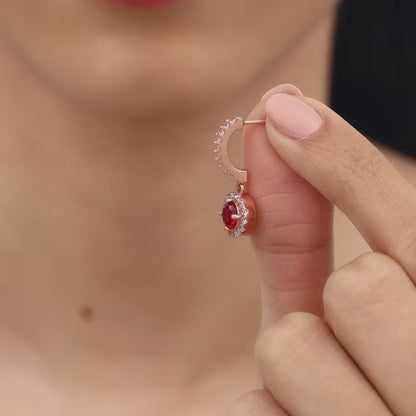 Rose Gold Red Drizzle Drop Earrings