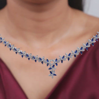 Silver Marwar Blue Necklace