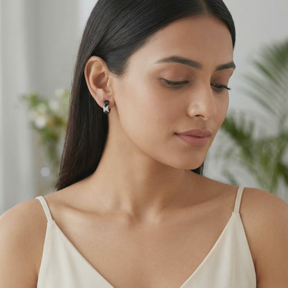 Silver Reflection J Hoop Earrings