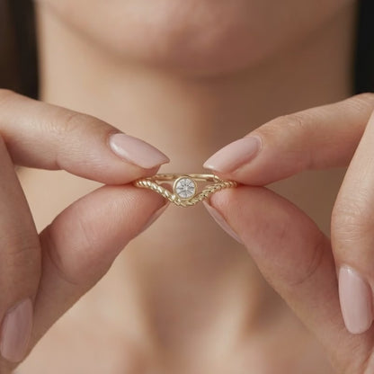 Gold Twine Apex Lab Grown Diamond Ring (Size 12)