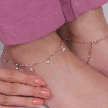 Rose Gold Starry Charm Anklet