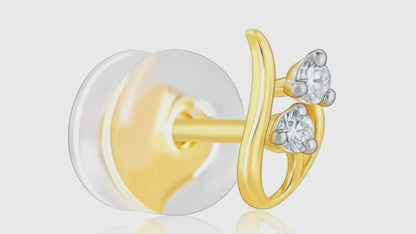 Gold Elegant Twirl Diamond Stud Earrings