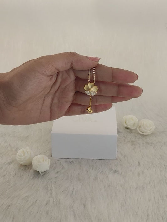 Golden Clover Dangle Pendant with Link Chain