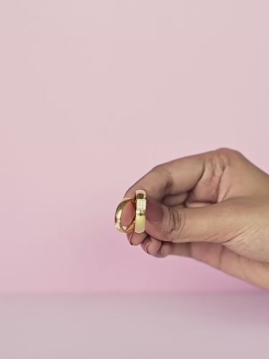 Golden Shining Love Couple Rings