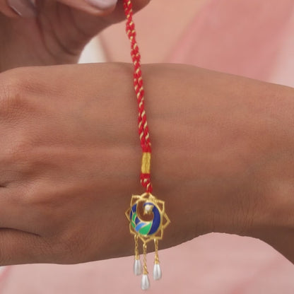 Golden Mor Bhaiya Bhabhi Rakhi Combo (Set of 2)