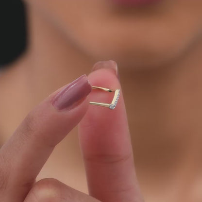 Gold Angled Waves Diamond Ring