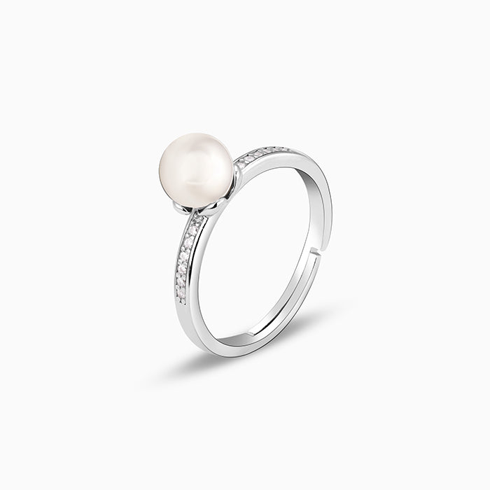 Silver Pearl Flower Ring - view 5