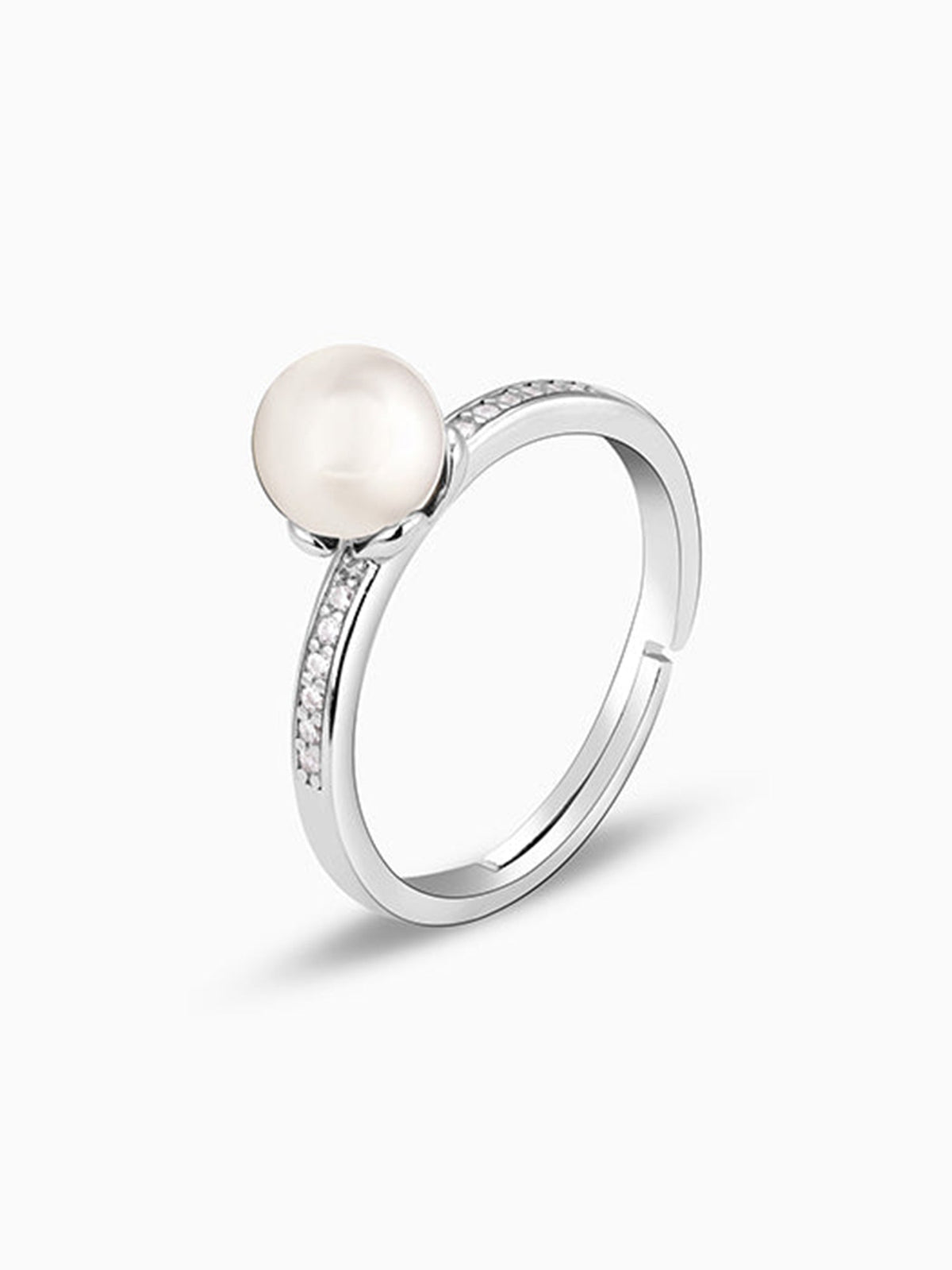 Silver Pearl Flower Ring