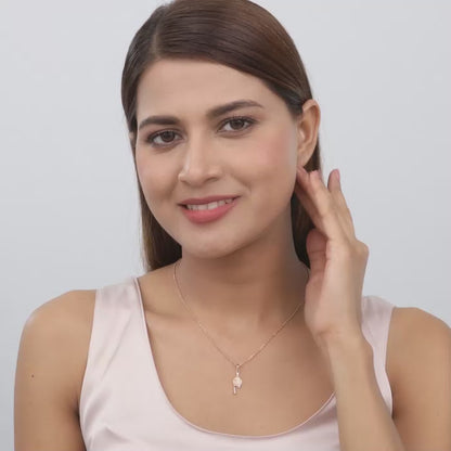 Rose Gold Saturn Pendant With Link Chain