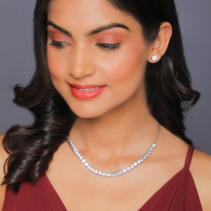 Silver Zircon Solitaire Set