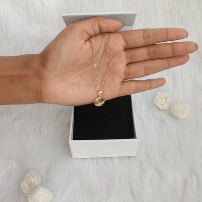 Rose Gold Pie Pendant with Link Chain