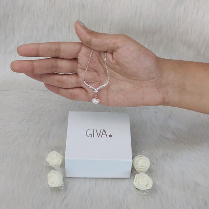 Silver Pearl Grace Drop Necklace