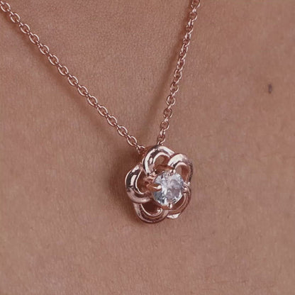 Rose Gold Flower Pendant with Link Chain