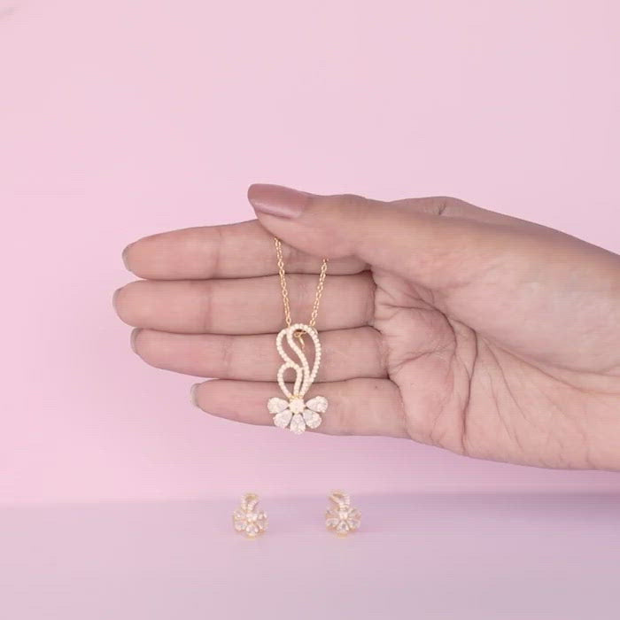 Golden White Floral Damsel Set