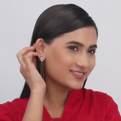 Rose Gold Floral Dangler Earrings