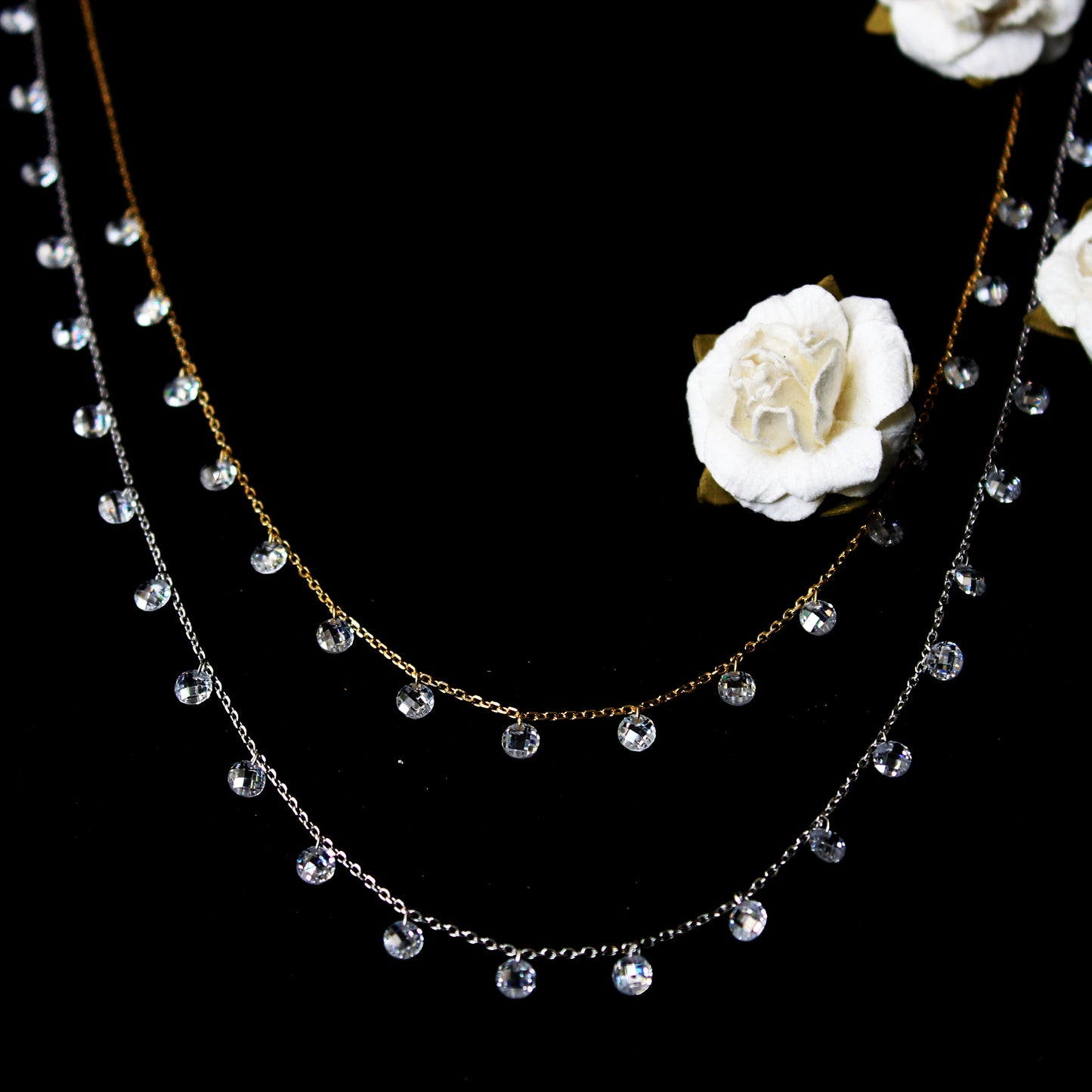 Silver Gold Layered Queens Necklace-GIVA Jewellery