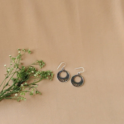 Oxidised Silver Loop Earrings