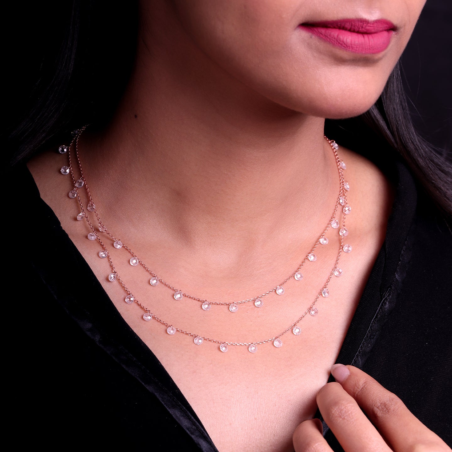 Rose Gold Layered Queens Necklace – GIVA - Main Image