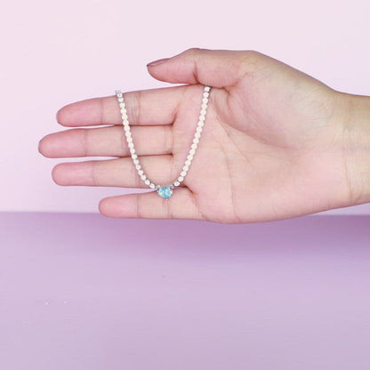 Silver Blue Heart Choker Necklace